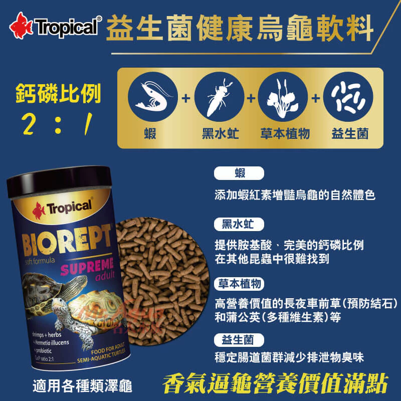  Tropical 益生菌健康烏龜軟飼料250ml