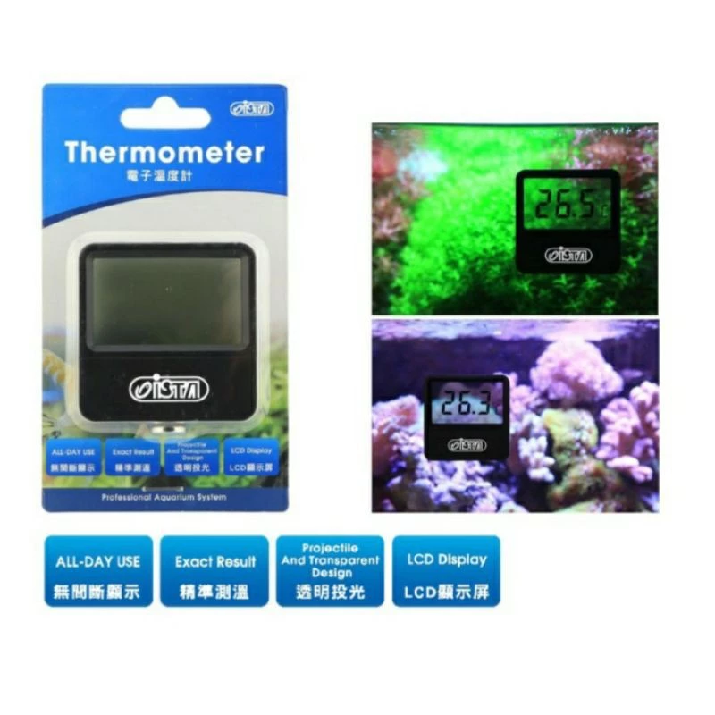 【閃電聯盟】伊士達 ISTA 電子溫度計 (黑方型) LCE水溫計 (華氏/攝氏切換) 溫度計 魚缸溫度 I-625